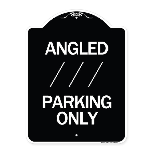 Angle Parking W/ Bidirectional Arrow 1 Heavy-Gauge Aluminum Sign, 24" x 18", BW-1824-24346